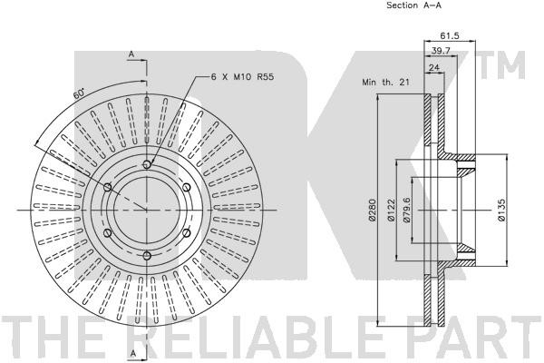 Bromsskiva Ventilerad, Framaxel Nk 203920 NK