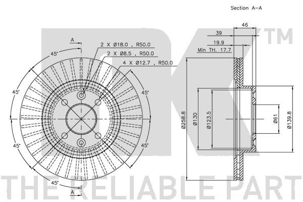 Bromsskiva Ventilerad, Framaxel Nk 203922 NK