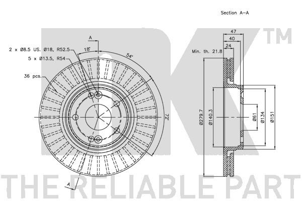 Bromsskiva Ventilerad, Framaxel Nk 203930 NK