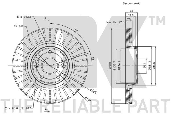 Bromsskiva Ventilerad, Framaxel Nk 203932 NK