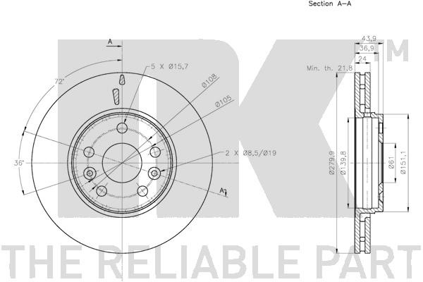 Bromsskiva Ventilerad, Framaxel Nk 203974 NK
