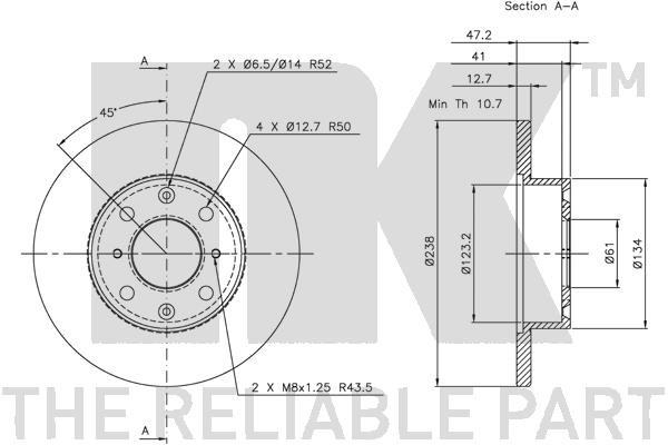 Bromsskiva Solid, Framaxel Nk 204006 NK