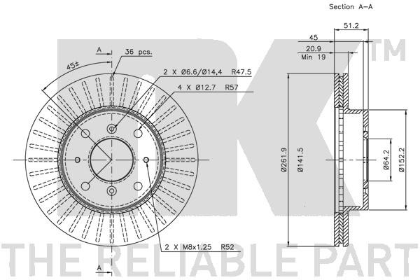 Bromsskiva Ventilerad, Framaxel Nk 204009 NK