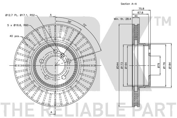 Bromsskiva Ventilerad, Framaxel Nk 204025 NK