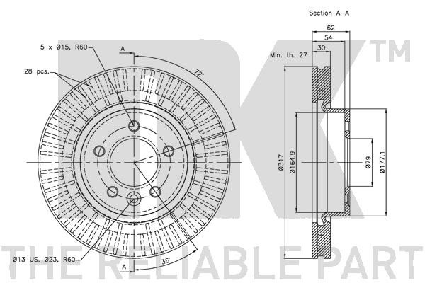 Bromsskiva Ventilerad, Framaxel Nk 204026 NK
