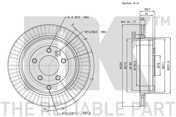 Bromsskiva Ventilerad, Bakaxel Nk 204028 NK