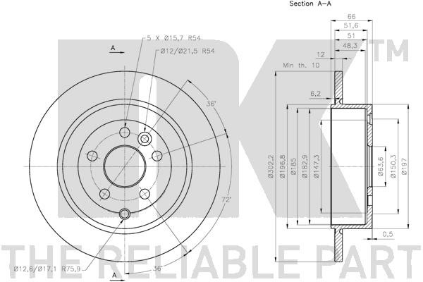 Bromsskiva Solid, Bakaxel Nk 204031 NK Bromsskiva Solid, Bakaxel Nk 204031 NK
