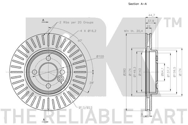 Bromsskiva Ventilerad, Framaxel Nk 204034 NK