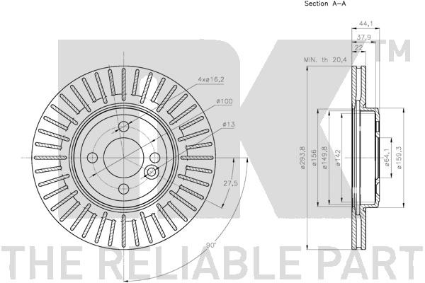 Bromsskiva Ventilerad, Framaxel Nk 204035 NK