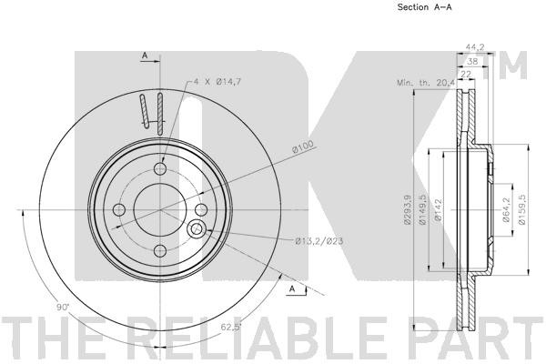 Bromsskiva Ventilerad, Framaxel Nk 204040 NK Bromsskiva Ventilerad, Framaxel Nk 204040 NK