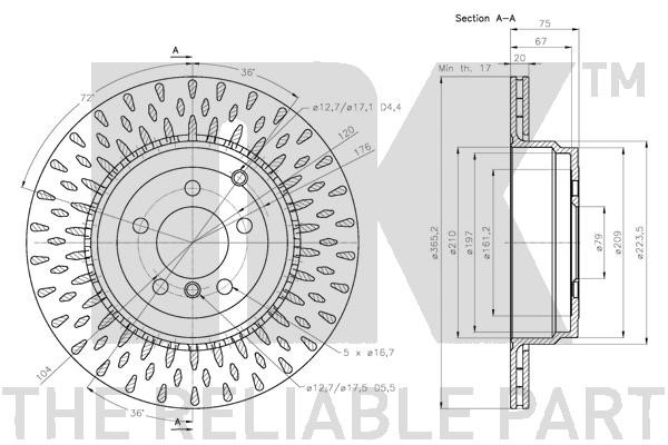 Bromsskiva Ventilerad, Bakaxel Nk 204041 NK
