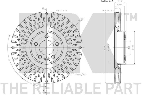 Bromsskiva Ventilerad, Framaxel Nk 204042 NK