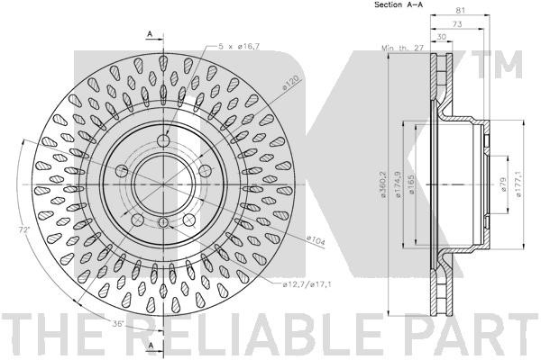 Bromsskiva Ventilerad, Framaxel Nk 204044 NK