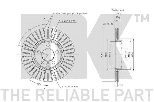 Bromsskiva Ventilerad, Framaxel Nk 204055 NK