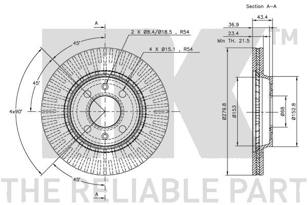 Bromsskiva Ventilerad, Framaxel Nk 204106 NK