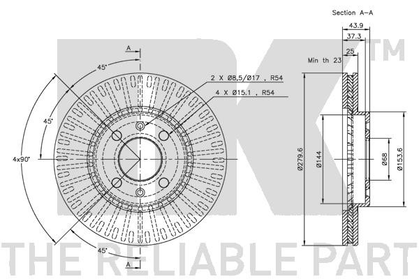 Bromsskiva Ventilerad, Framaxel Nk 204108 NK