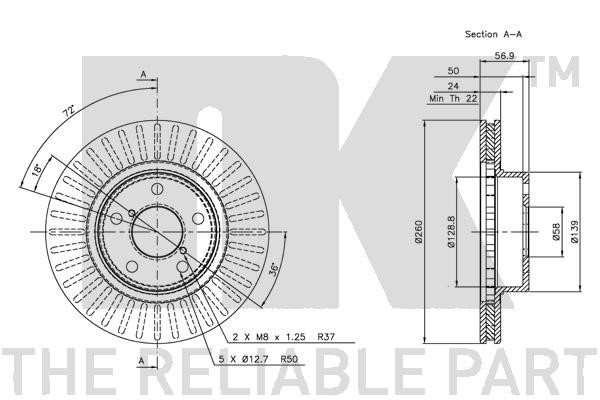 Bromsskiva Ventilerad, Framaxel Nk 204403 NK