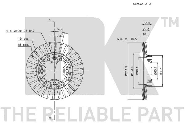 Bromsskiva Ventilerad, Framaxel Nk 204410 NK