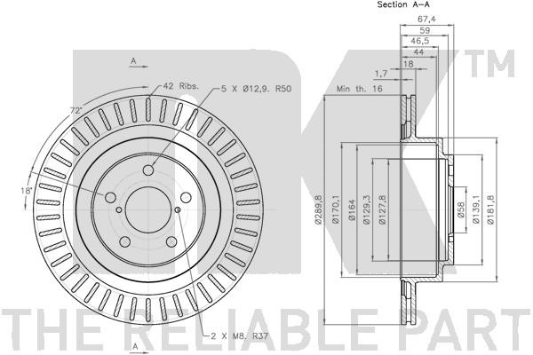 Bromsskiva Ventilerad, Bakaxel Nk 204414 NK