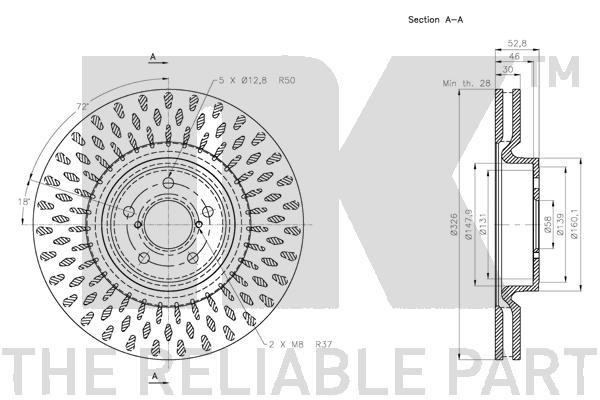 Bromsskiva Ventilerad, Framaxel Nk 204417 NK