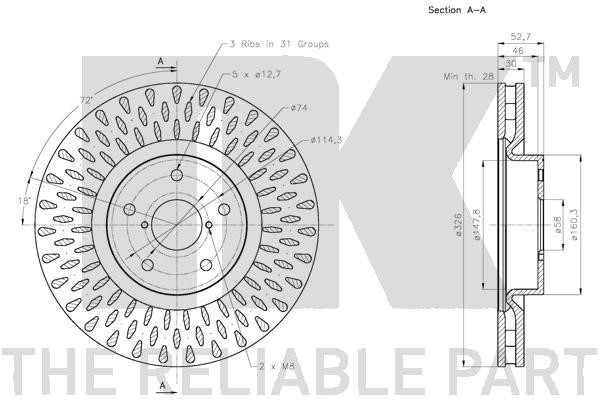 Bromsskiva Ventilerad, Framaxel Nk 204420 NK Bromsskiva Ventilerad, Framaxel Nk 204420 NK