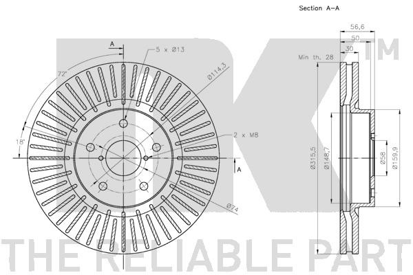 Bromsskiva Ventilerad, Framaxel Nk 204421 NK