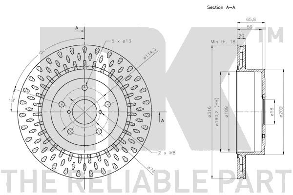 Bromsskiva Ventilerad, Bakaxel Nk 204424 NK