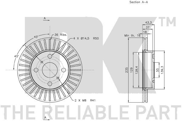 Bromsskiva Ventilerad, Framaxel Nk 2045100 NK Bromsskiva Ventilerad, Framaxel Nk 2045100 NK