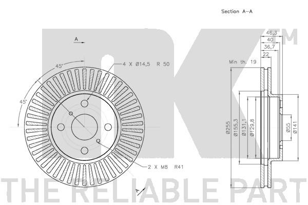 Bromsskiva Ventilerad, Framaxel Nk 2045107 NK