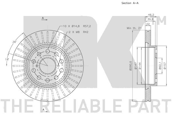 Bromsskiva Ventilerad, Bakaxel Nk 2045113 NK Bromsskiva Ventilerad, Bakaxel Nk 2045113 NK