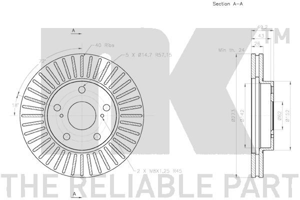 Bromsskiva Ventilerad, Framaxel Nk 2045120 NK