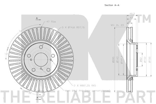 Bromsskiva Ventilerad, Framaxel Nk 2045122 NK