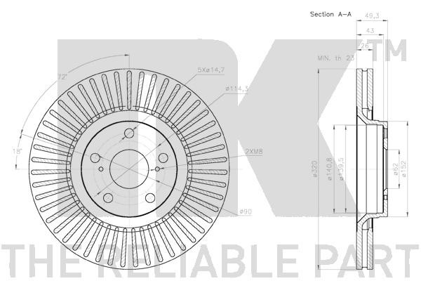 Bromsskiva Ventilerad, Framaxel Nk 2045129 NK Bromsskiva Ventilerad, Framaxel Nk 2045129 NK