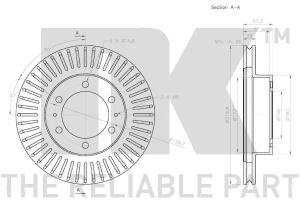 Bromsskiva Ventilerad, Framaxel Nk 2045145 NK