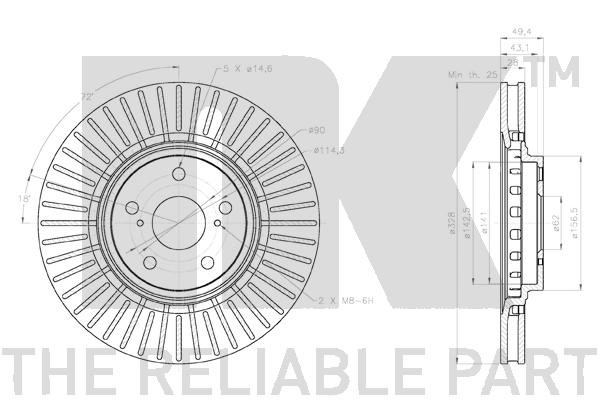 Bromsskiva Ventilerad, Framaxel Nk 2045176 NK