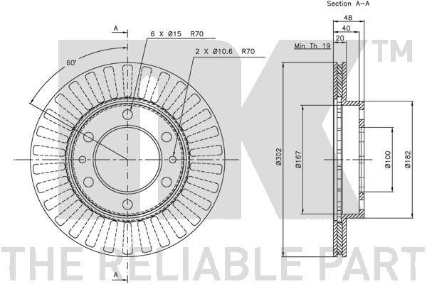 Bromsskiva Ventilerad, Framaxel Nk 204522 NK