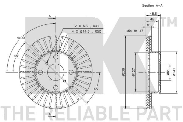 Bromsskiva Ventilerad, Framaxel Nk 204526 NK