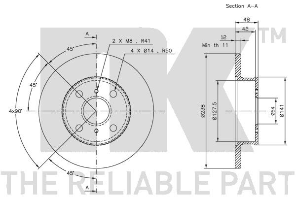 Bromsskiva Solid, Framaxel Nk 204527 NK Bromsskiva Solid, Framaxel Nk 204527 NK