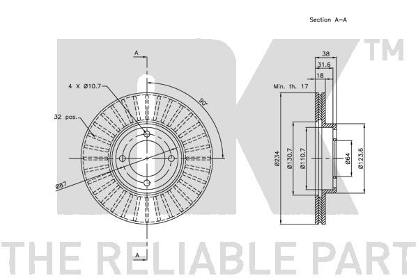 Bromsskiva Ventilerad, Framaxel Nk 204528 NK Bromsskiva Ventilerad, Framaxel Nk 204528 NK