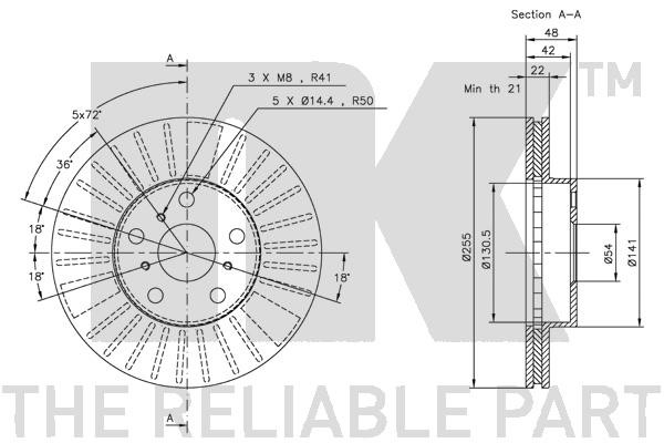 Bromsskiva Ventilerad, Framaxel Nk 204536 NK