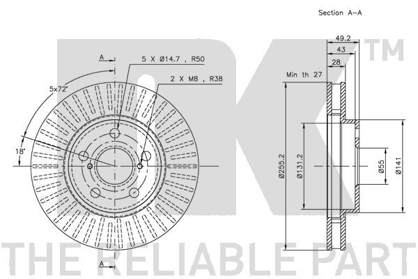 Bromsskiva Ventilerad, Framaxel Nk 204544 NK Bromsskiva Ventilerad, Framaxel Nk 204544 NK