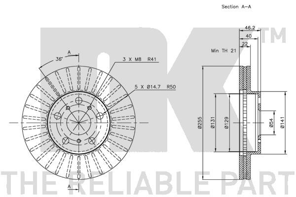 Bromsskiva Ventilerad, Framaxel Nk 204545 NK Bromsskiva Ventilerad, Framaxel Nk 204545 NK