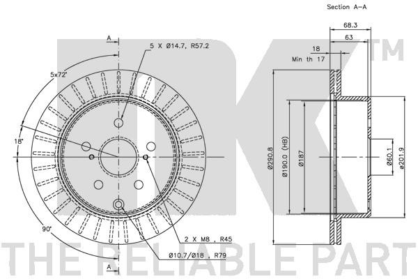 Bromsskiva Ventilerad, Bakaxel Nk 204546 NK Bromsskiva Ventilerad, Bakaxel Nk 204546 NK