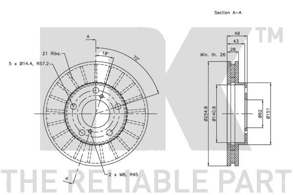 Bromsskiva Ventilerad, Framaxel Nk 204547 NK Bromsskiva Ventilerad, Framaxel Nk 204547 NK