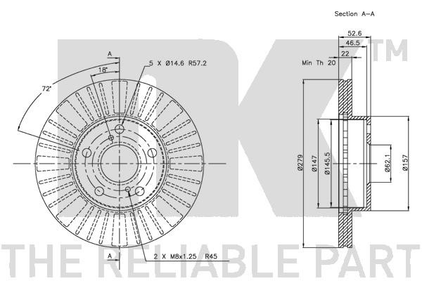 Bromsskiva Ventilerad, Framaxel Nk 204560 NK Bromsskiva Ventilerad, Framaxel Nk 204560 NK