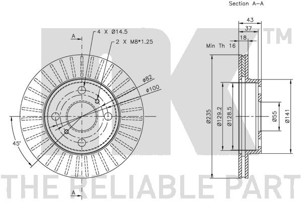 Bromsskiva Ventilerad, Framaxel Nk 204565 NK