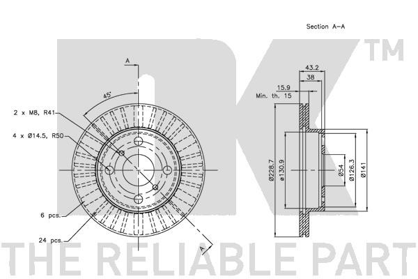 Bromsskiva Ventilerad, Framaxel Nk 204571 NK Bromsskiva Ventilerad, Framaxel Nk 204571 NK