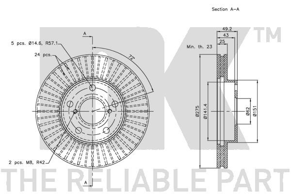Bromsskiva Ventilerad, Framaxel Nk 204578 NK