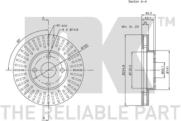 Bromsskiva Ventilerad, Framaxel Nk 204579 NK