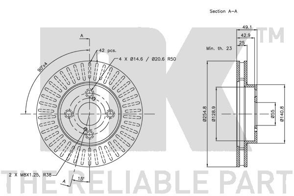 Bromsskiva Ventilerad, Framaxel Nk 204582 NK